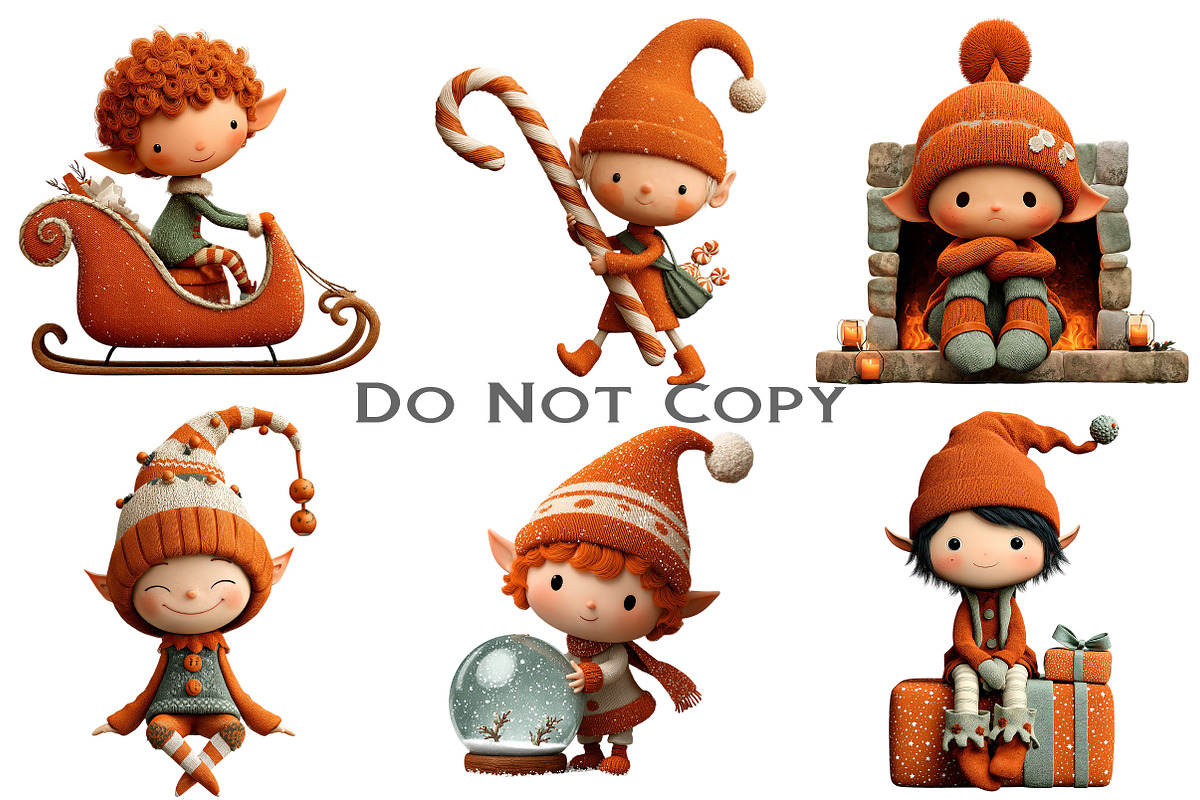 Whimsical Christmas Elf Clipart, an Illustration by Craft Nest (Photo 7 of 8)