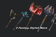 5 Fantasy Stylish Mace -PBR-, an Object 3D Model by TFE Game Art (Thumbnail 1 of 15)