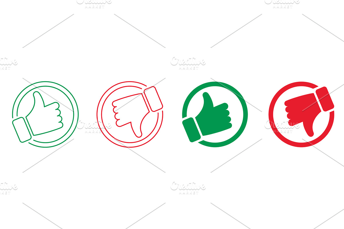 Thumb Up, Thumb Down Icons, an Object Illustration by Vector Creator
