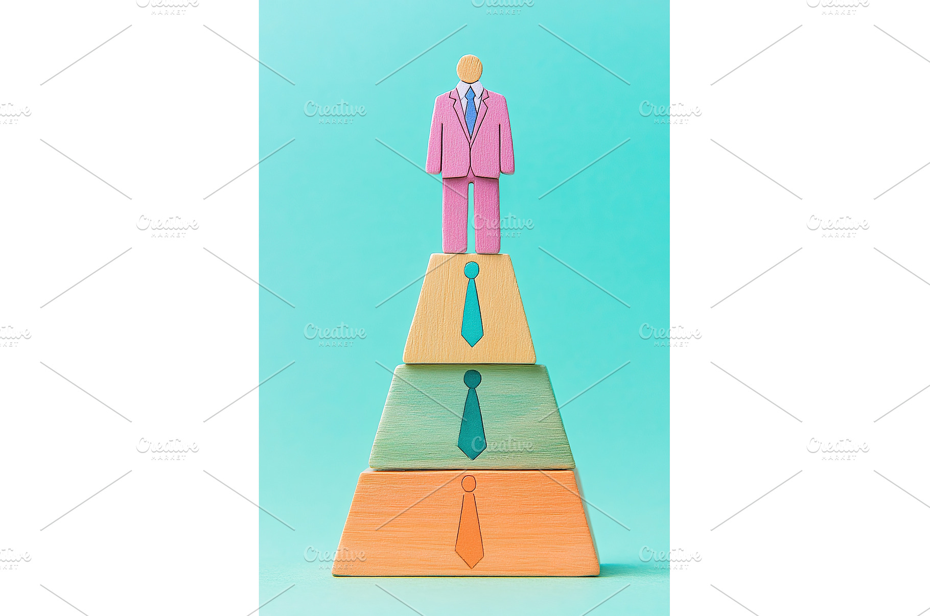 Hierarchy of Wooden Business Figures, a Business Photo by Lermont51