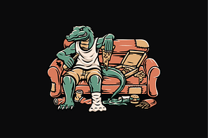 Lazy Alligator on Couch, an Object Illustration by nomlimo.com
