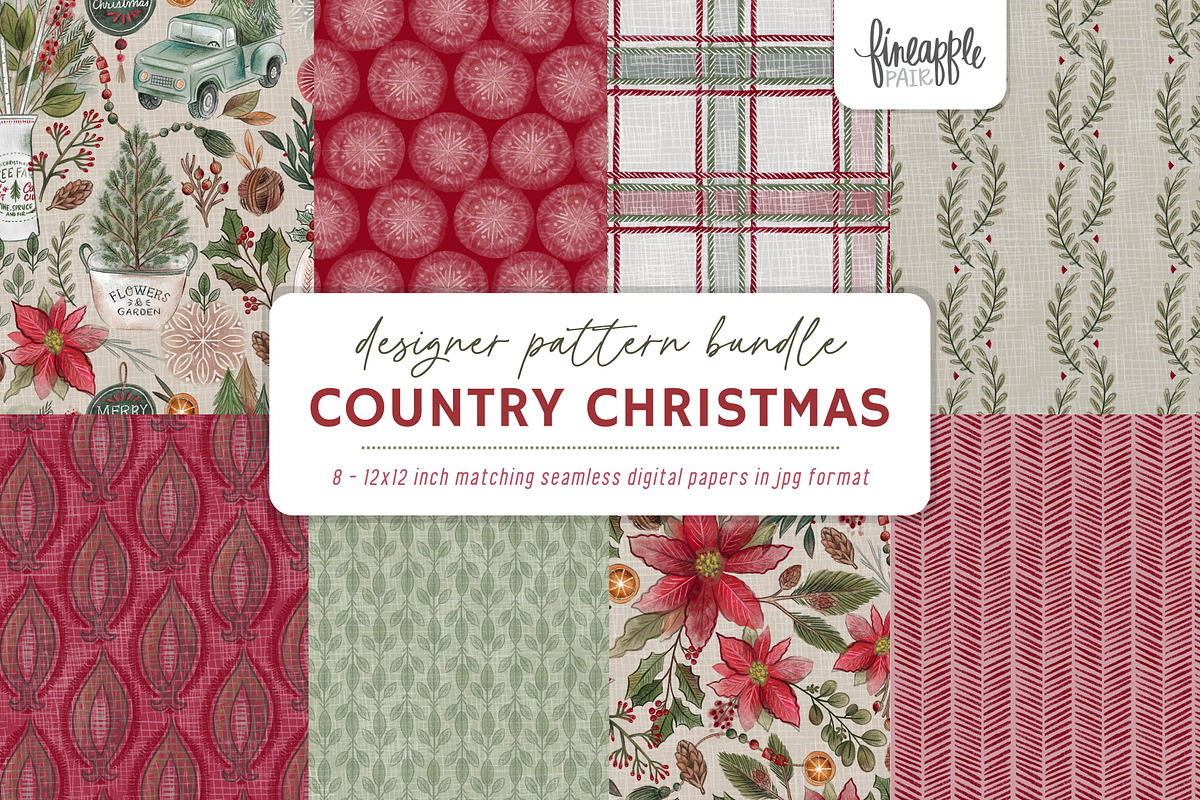 Country Christmas Digital Paper, a Pattern Graphic by FINEAPPLE (Photo 1 of 7)