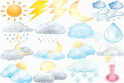 Watercolor Weather Clipart Set, an Illustration by CropUp Creative (Thumbnail 2 of 4)