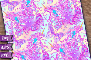 Unicorn Seamless Patterns Set 2