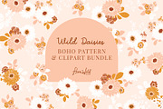Wild Daisies pattern and clipart, a Pattern Graphic by Flora Wild Designs (Thumbnail 1 of 5)