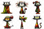 Whimsical Christmas Cats Clipart, an Illustration by Black Bird Studio (Thumbnail 2 of 6)