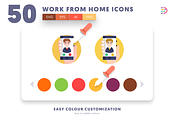 50 Work From Home Icons, an Outline Icon by Dighital (Thumbnail 8 of 10)