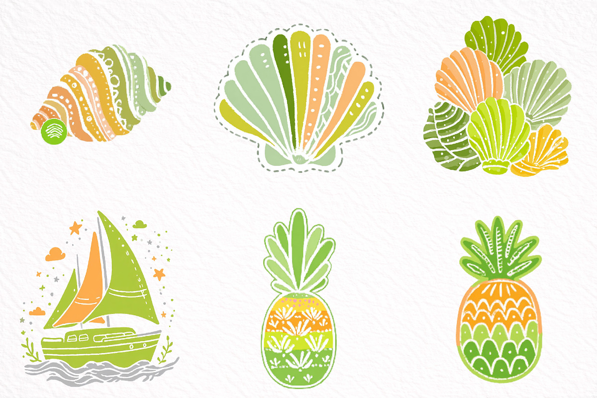 Watercolor Summer Vibe Clipart, an Illustration by DreamArtGraphic (Photo 5 of 8)