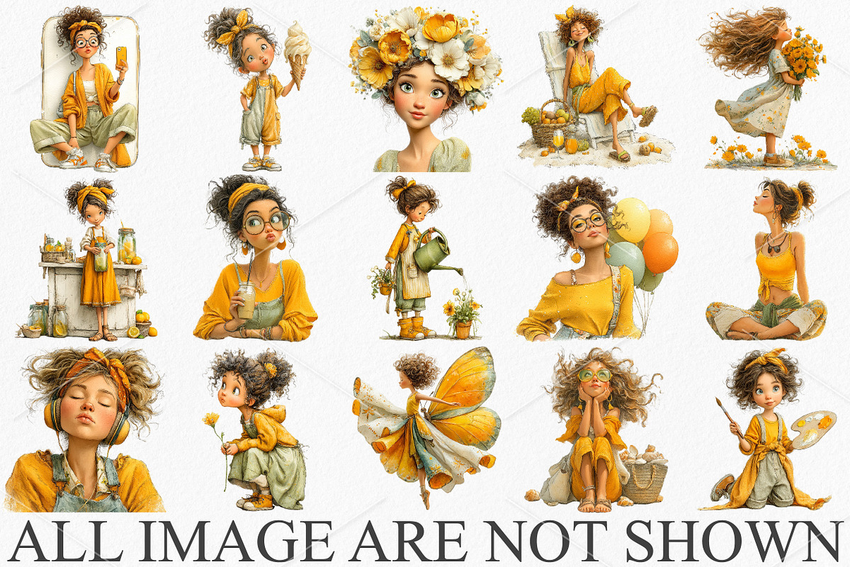 Watercolor Summer Girls Clipart PNG, an Illustration by Canvas Craft (Photo 3 of 7)