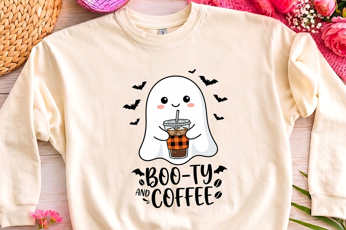 Booty And Coffee Halloween Ghost PNG, a Decorative Illustration by CrexoraLab (Photo 3 of 4)