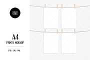 A4 print mockup with clothespins, a Print Template by Dorado Stock (Thumbnail 1 of 3)