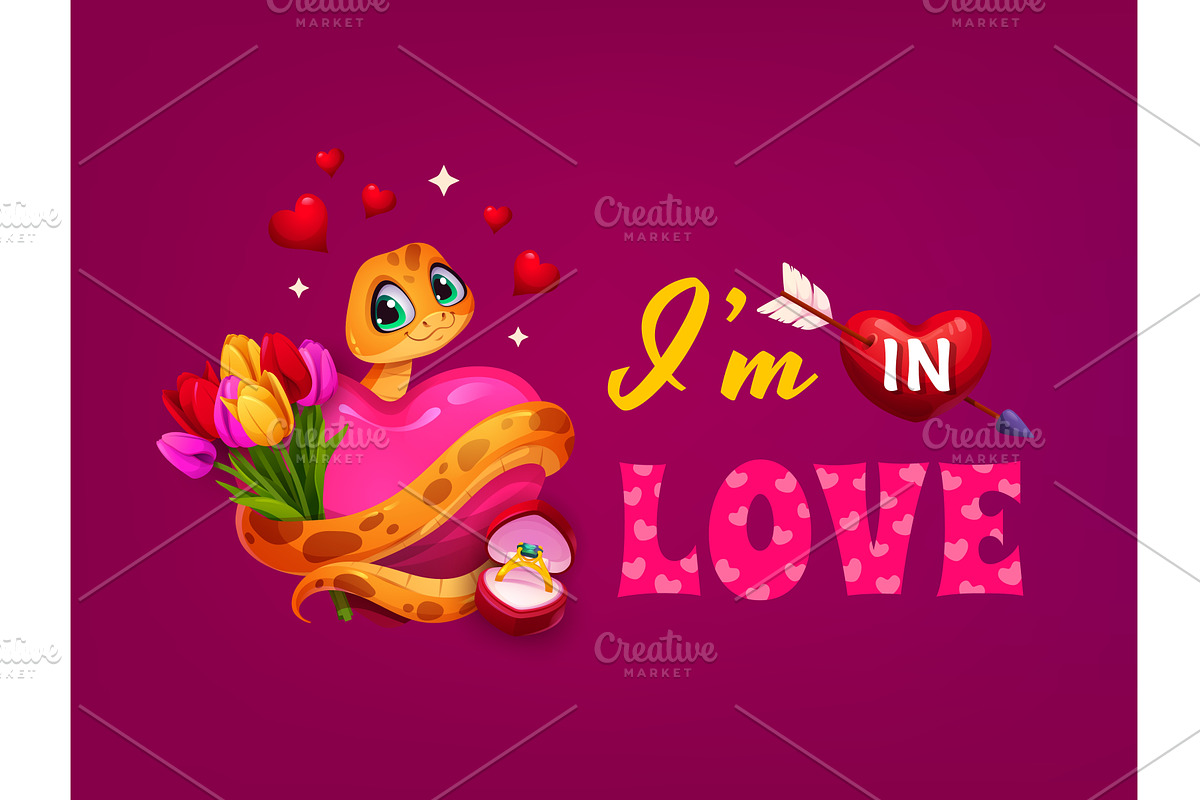 I am in love Valentine greetings, a Seasonal Illustration by Buch&Bee