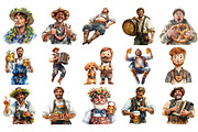 Oktoberfest Bavarian man clipart set, an Illustration by Craft Nest (Thumbnail 2 of 4)
