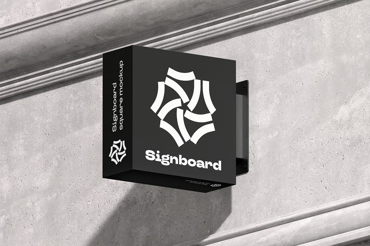 Signboard Square Mock-up, an Advertising Mockup by zippypixelstudio (Photo 8 of 15)