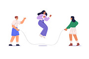 People jump with skipping rope set, a Person Illustration by Good Studio (Thumbnail 3 of 7)