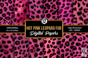 Hot Pink Leopard Fur Digital Papers, a Pattern Graphic by Creative Store