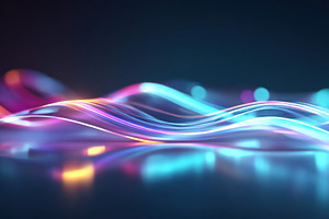 Vibrant abstract waves with glowing particles, a Background Photo by AlyaAnd