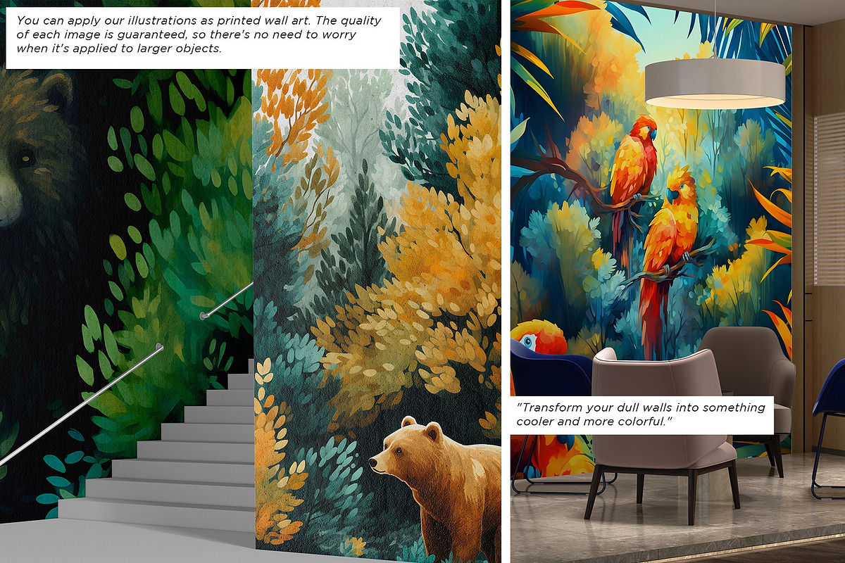 Wild Animal in Tropical Jungle Art, a Wallpaper Graphic by Vibrand Studio (Photo 5 of 10)