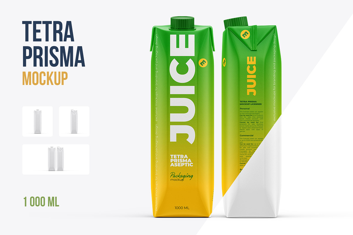 Juice Mockup Tetra Prisma 1000ml, a Packaging Mockup by easymock (Photo 1 of 10)