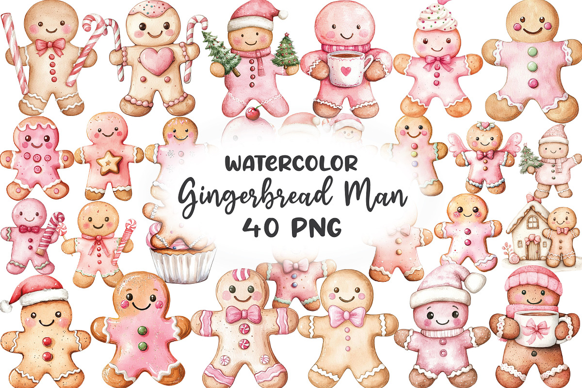 Kawaii Pink Gingerbread Man Sublimat, an Illustration by CraftArtStudio (Photo 1 of 6)