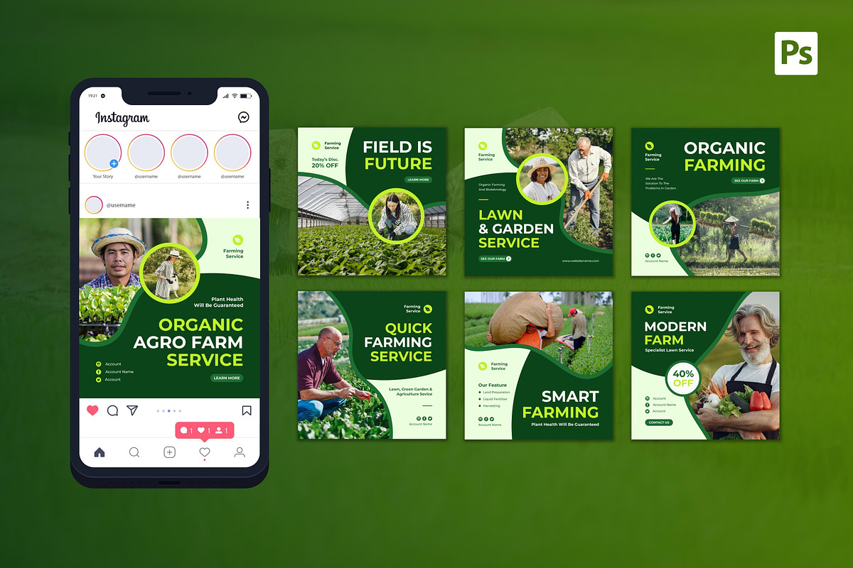 Farming Service Instagram Post, a Social Media Template by CavenArt (Photo 3 of 5)