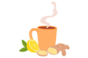 Fragrant cup of tea with pieces of, a Food Illustration by Vectorbuum