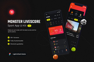 Monster Livescore Sport App UI Kit, an UI Kit Template by Hoang Nguyen