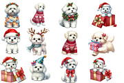 Whimsy Christmas Dogs Clipart, an Illustration by Designworld (Thumbnail 3 of 4)