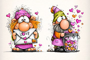 Quirky Valentines Gnome Clipart, an Illustration by Dream Creation (Thumbnail 5 of 6)