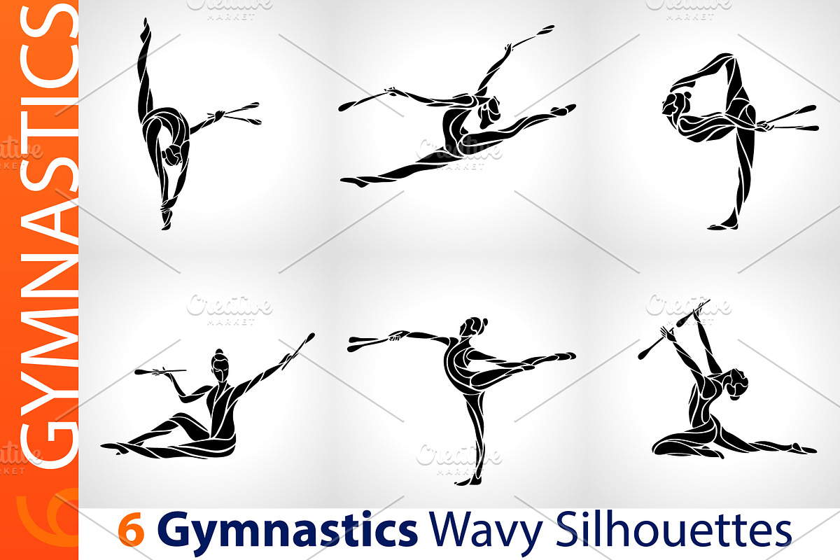 Rhythmic Gymnastics with Clubs set, a Graphic by Kluva's Wavy Silhouettes (Photo 1 of 2)