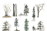 Snow watercolor forest, an Illustration by Love Watercolor Store (Thumbnail 5 of 8)