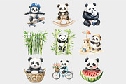 Watercolor Panda Clipart, a Seasonal Illustration by Design Market (Thumbnail 5 of 5)