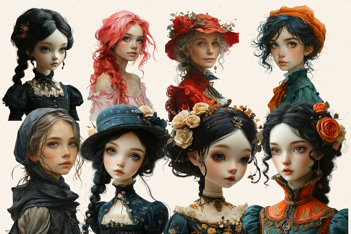 GOTHIC PORTRAIT GIRLS CLIPART PACK, a Person Illustration by Daring Digies (Photo 2 of 5)
