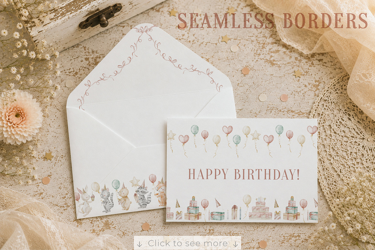 Vintage Birthday Party Clipart, a Seasonal Illustration by Alisles (Photo 6 of 11)