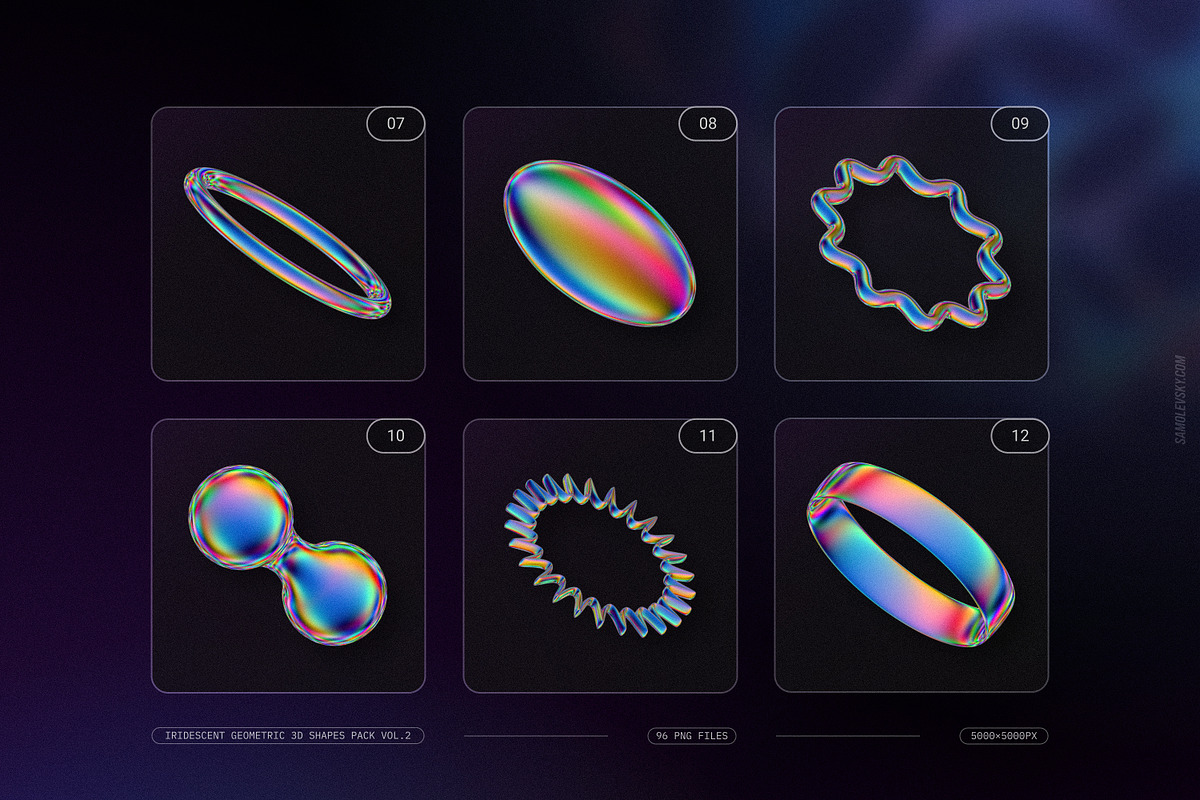 Iridescent Geometric 3D Shapes vol.2, an Object Graphic by Samolevsky (Photo 4 of 23)