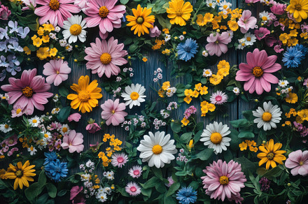 Colorful flower arrangement on dark, a Background Photo by Pixeness