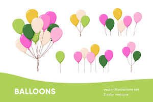 Holiday air balloons flying up set, an Object Illustration by Good Studio