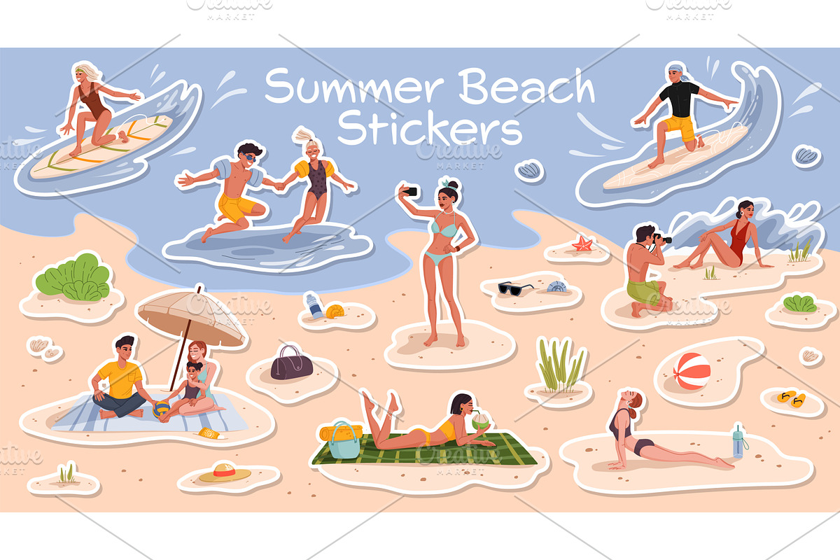 Travel stickers pack of peoples, a Person Illustration by Buch&Bee