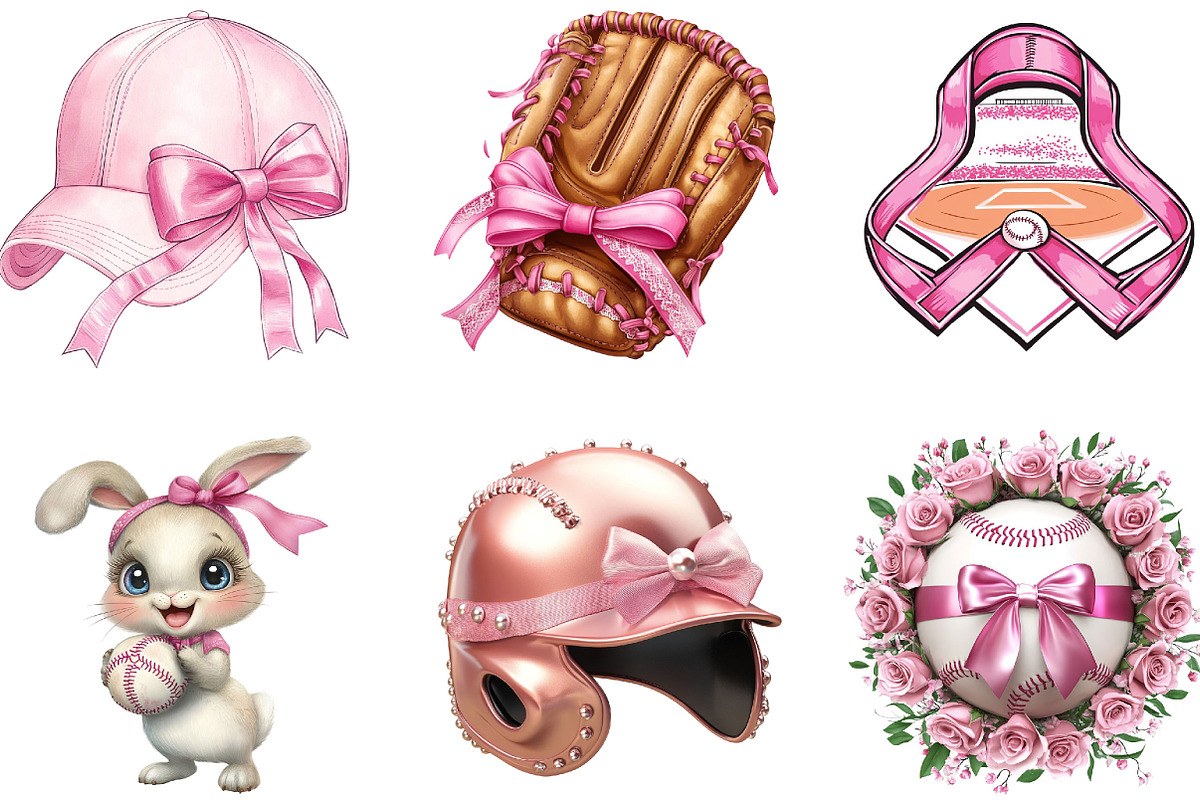 Pink Ribbon Coquette Baseball, an Illustration by Designking (Photo 5 of 5)