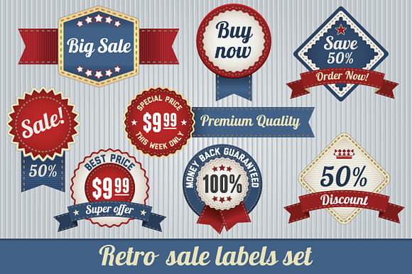 Retro Sale Labels Set preview 2