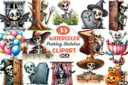 Funny Skeleton Peeking Bundle Clipar, an Illustration by DreamCafeArt (Thumbnail 1 of 5)