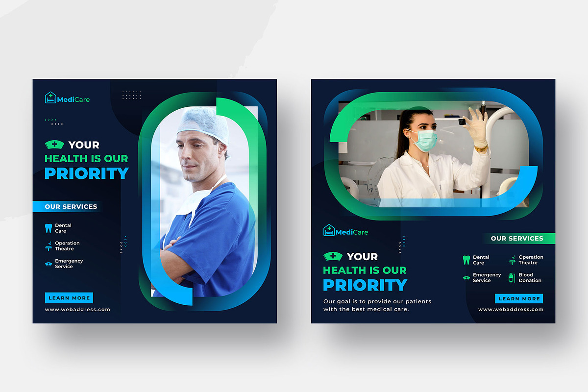 Medical health care instagram post, a Social Media Template by Uiparvin (Photo 2 of 14)