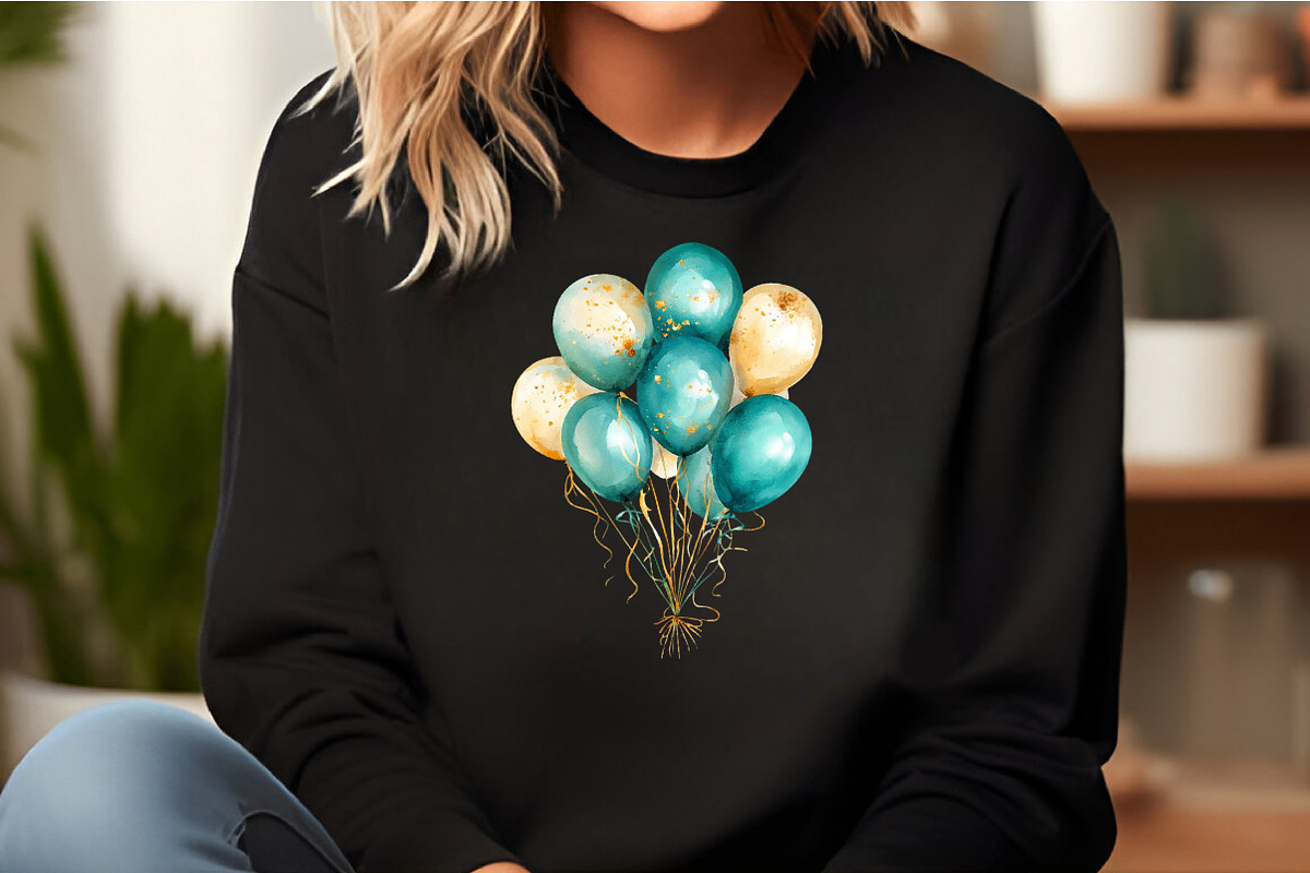 Teal and Gold Balloons Clipart, an Illustration by DreamCafeArt (Photo 6 of 9)