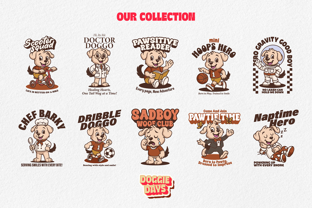 Retro Puppy Mascot Bundle, an Animal Illustration by Tekuni (Photo 5 of 12)