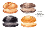 Unique Burger. Watercolor, a Food Illustration by Olga Olmix (Thumbnail 3 of 6)