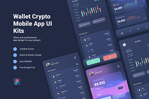 Wallet Cryptocurrency Mobile App, an UI Kit Template by Samtiv Studio