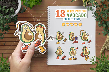 Funny Avocado Cartoon Varied Poses