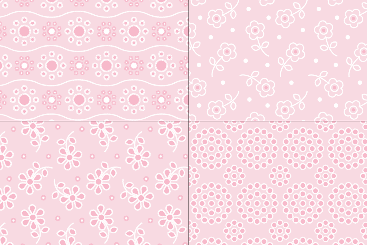 Seamless Pink Eyelet Patterns preview 6