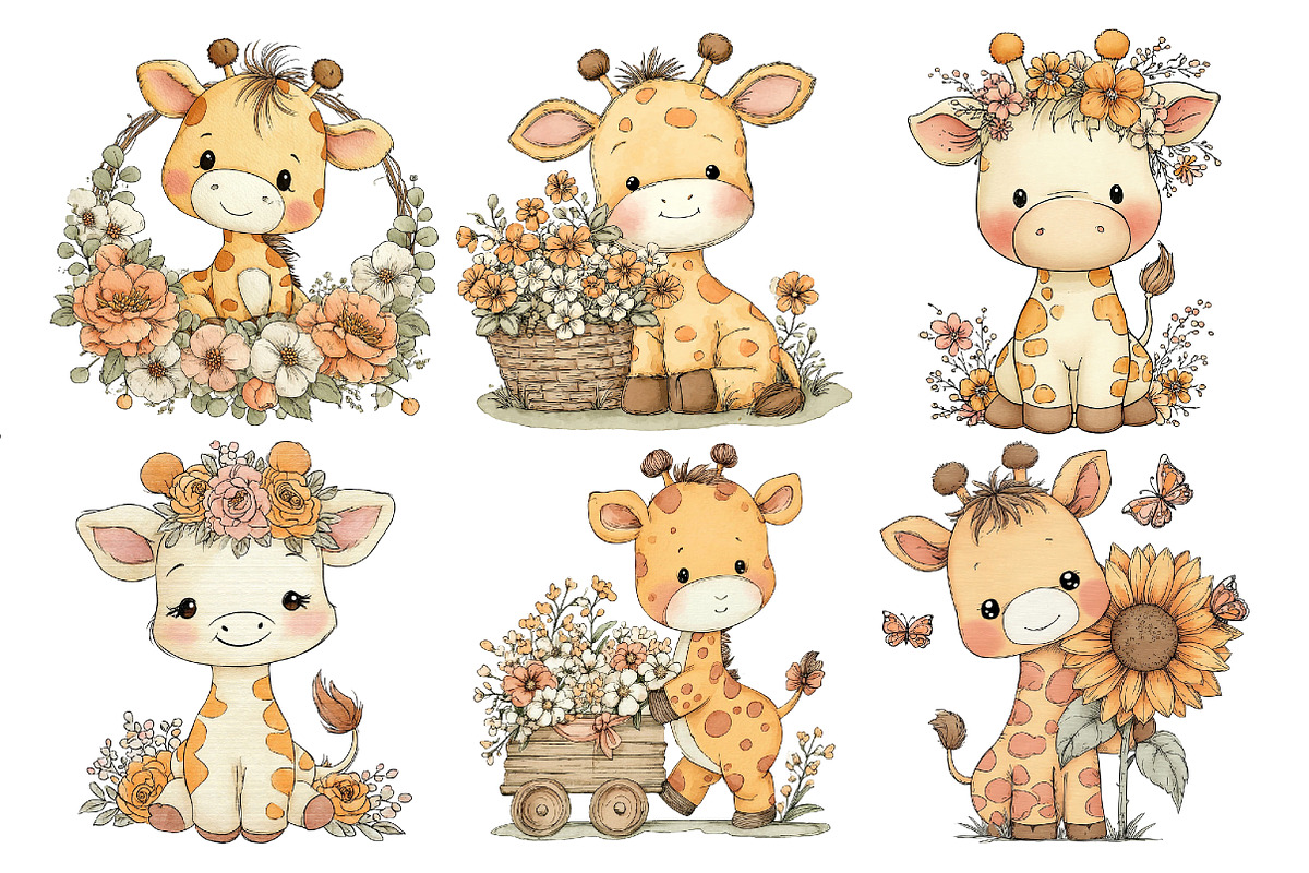 Cute Baby Giraffe Clipart, an Animal Illustration by Creative Art (Photo 2 of 7)