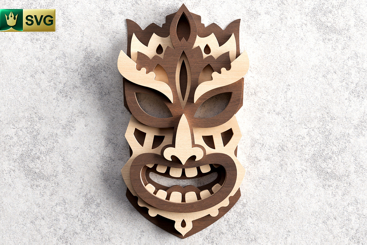 Tribal Mask V6 3D Layered | SVG Cut, an Object Graphic by pixaroma (Photo 6 of 10)